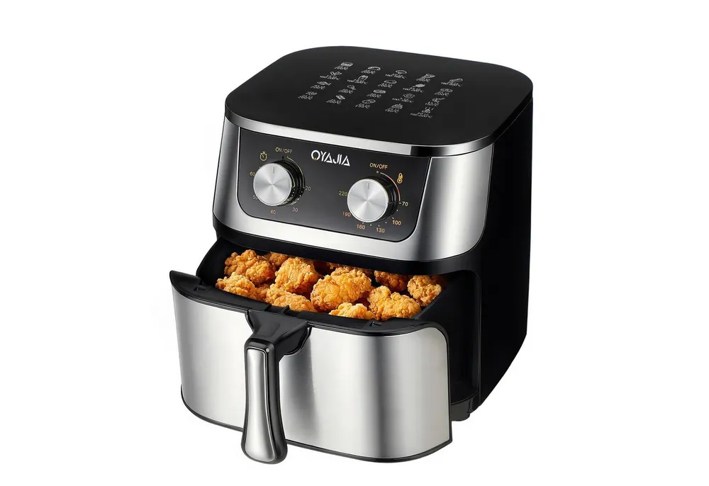 oyajia Heißluftfritteuse 10,5 L Airfryer, einfache Bedienung, ölfreies Frittieren, 60 Min Timer, bis zu 200° C, Antihaft-Beschichtung, 1800,00 W, fettarmes Kochen