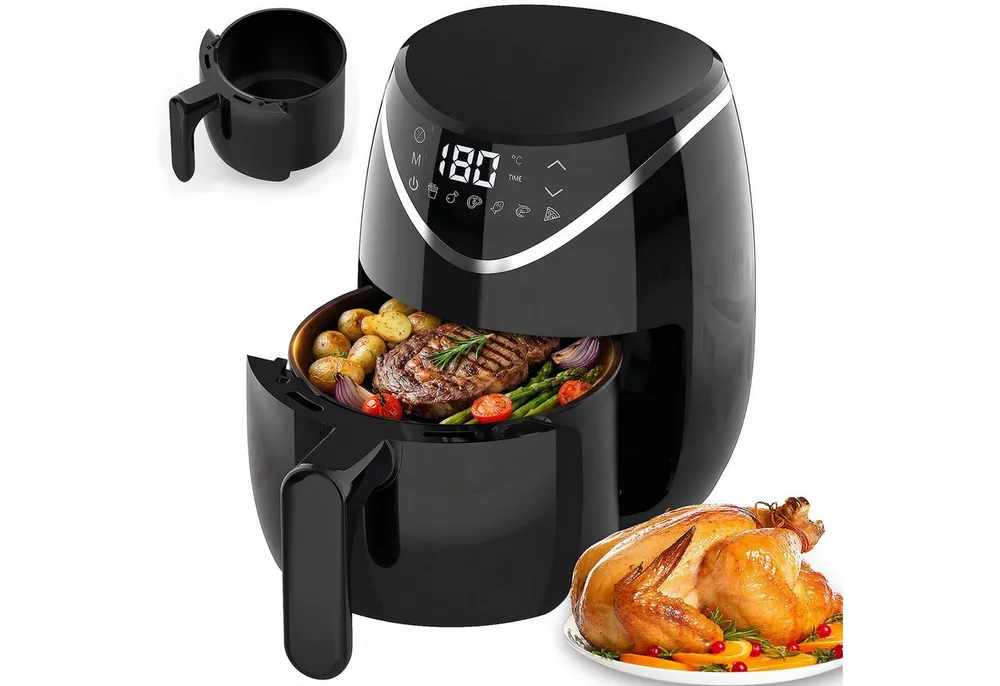 oyajia Heißluftfritteuse 2,8 l kleiner digitaler Airfryer, 6 Programme, platzsparend, kompakt, zum Backen, Aufwärmen, Braten für schnelle und einfache Mahlzeiten, 1200 W, Mini, kompakt und leise, antihaftbeschichtet, spülmaschinenfest