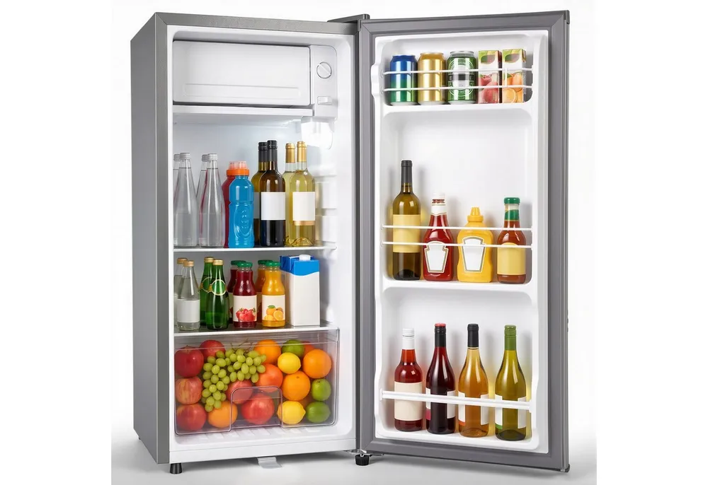 oyajia Kühl-/Gefrierkombination 73L Kleiner Kühlschrank mit Gefrierfach, 5 Temperaturstufen (0-10) BC-73, 83.5 cm hoch, 40.7 cm breit, Energieeffizient, leise, Kompakt Geräumig für Studentenwohnheim/Büro