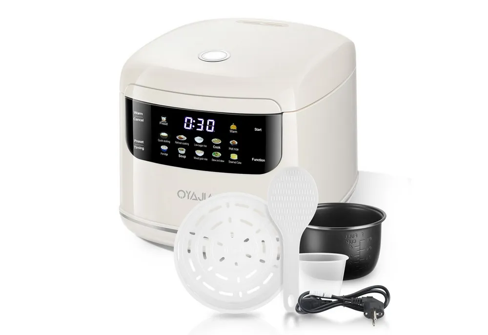 oyajia Reiskocher Reiskocher 2L, Rice Cooker mit Low Carb Funktion and Dampfgarer, 400 W, 10 in 1 Reiskocher mit 24h Timer & 8h Warmhaltefunktion