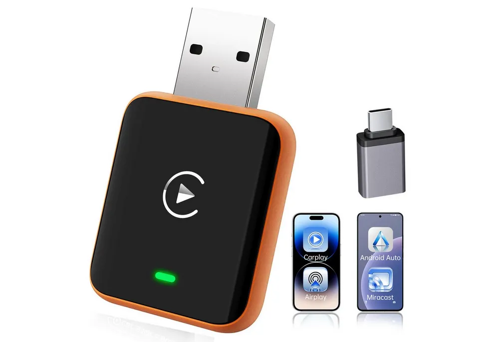 OYLCDI 4-in-1 Wireless CarPlay und Android Auto Adapter, Adapter zu Kompatibel, USB Typ A
