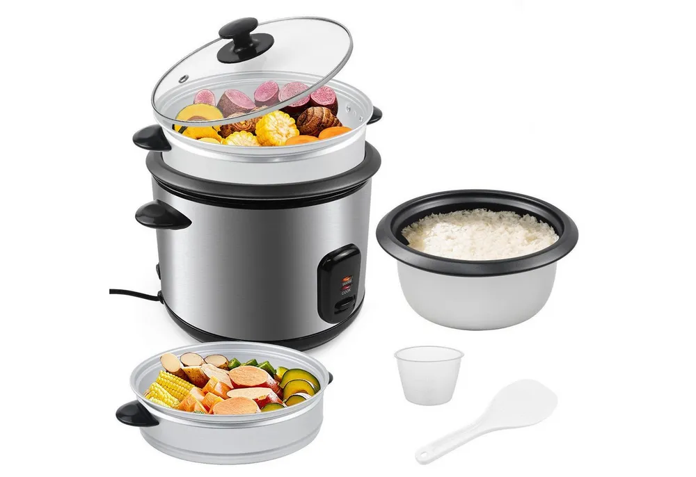 OZAVO Reiskocher 1.8L/2.2L Warmhaltefunktion Mit Dampfkorb, Löffel und Messbecher, 900 W, mit dampfgarer10 Portione Schnellkochfunktion hitzesicheres Design