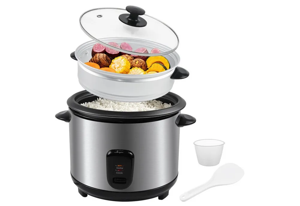 OZAVO Reiskocher 1.8L/2.2L Warmhaltefunktion Mit Dampfkorb, Löffel und Messbecher, 700 W, mit dampfgarer10 Portione Schnellkochfunktion hitzesicheres Design