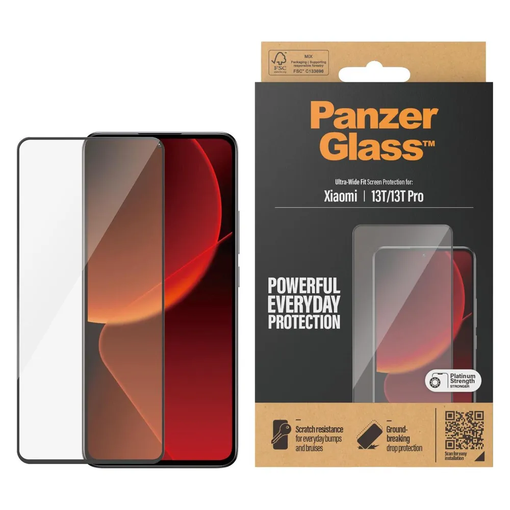 PanzerGlass Ultra-Wide Fit Xiaomi 13T / 13T Pro Screen Protection Antibacterial czarny/black 8069