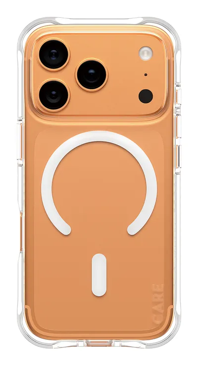 CARE by PanzerGlass Fashionable Case Samba mit MagSafe für iPhone 17 Pro, Transparent/Weiß