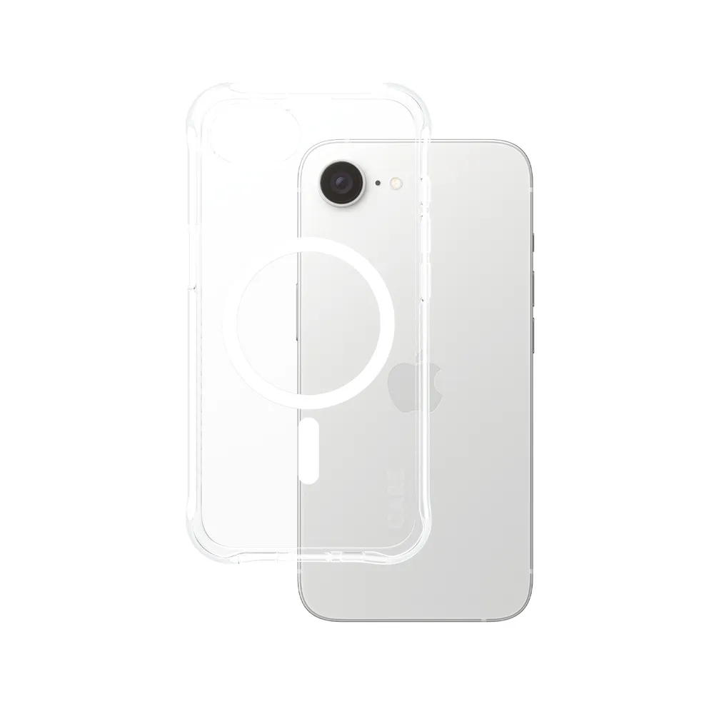 CARE by PanzerGlass® Fashionable Case Samba Transparent m. Weiß Qi Compatible iPhone 16e / iPhone 17 Handyhülle