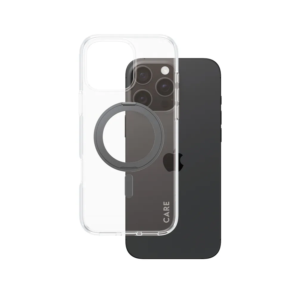 CARE by PanzerGlass® Feature Case Transparent Black Kickstand & MagSafe iPhone 16 Pro Max