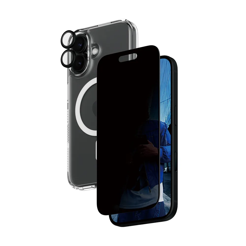 CARE by PanzerGlass® Flagship 3-in-1 Privacy Set iPhone 16
