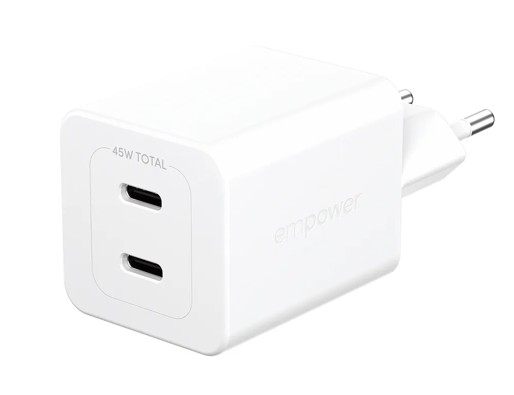 Ladegerät PanzerGlass Turbo 45W 2x USB-C Weiß