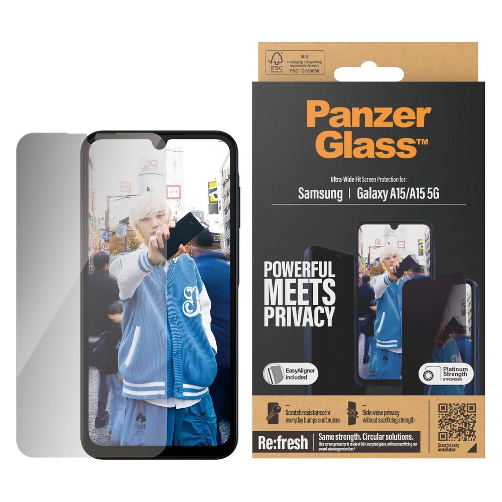 PanzerGlass Privacy (1 Stk., Samsung Galaxy A14, Samsung Galaxy A14 5G, Samsung Galaxy A15, Samsung Galaxy A15 5G)