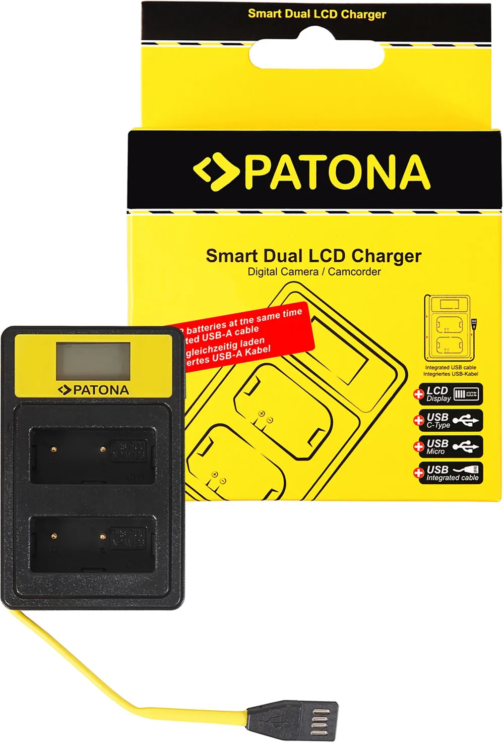 PATONA Smart Dual LCD USB Ladegerät für Fuji NP-W126