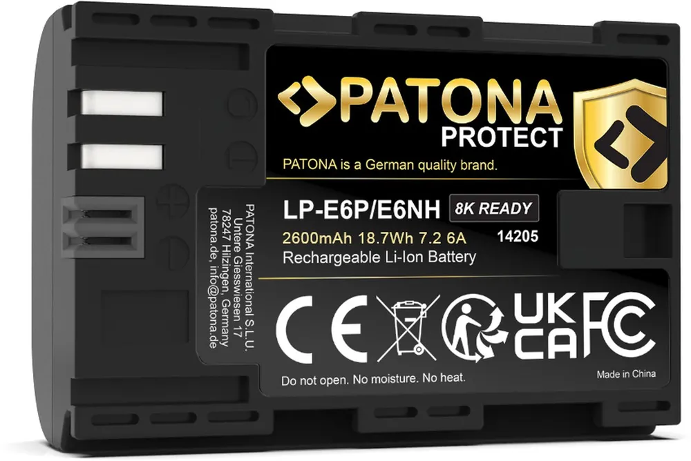 PATONA PROTECT Akku Canon LP-E6P R5II 8k fähig 6A