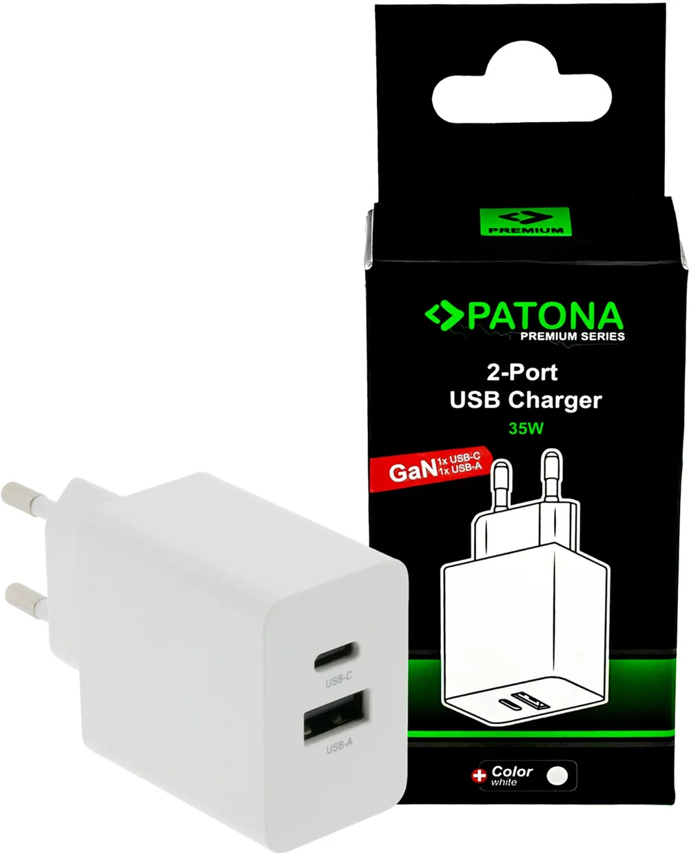 PATONA Premium GaN PD35W Adapter 1xUSB-C 1x-A weiß
