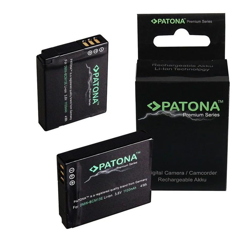 Patona 2x Akku für Panasonic DMW-BCM13 Kamera-Akku Ersatzakku 1100 mAh (3,6 V, 2 St), BCM13 DMC-TZ41 DMC-TS5 DMC-FT5 DMC-TZ40 DMC-ZS30