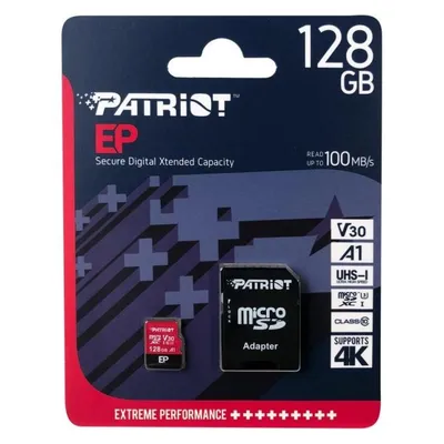 Speicherkarte Patriot PEF128GEP31MCX 128GB MicroSDXC U3 V30 100MB/s 80MB/s Rot Schwarz