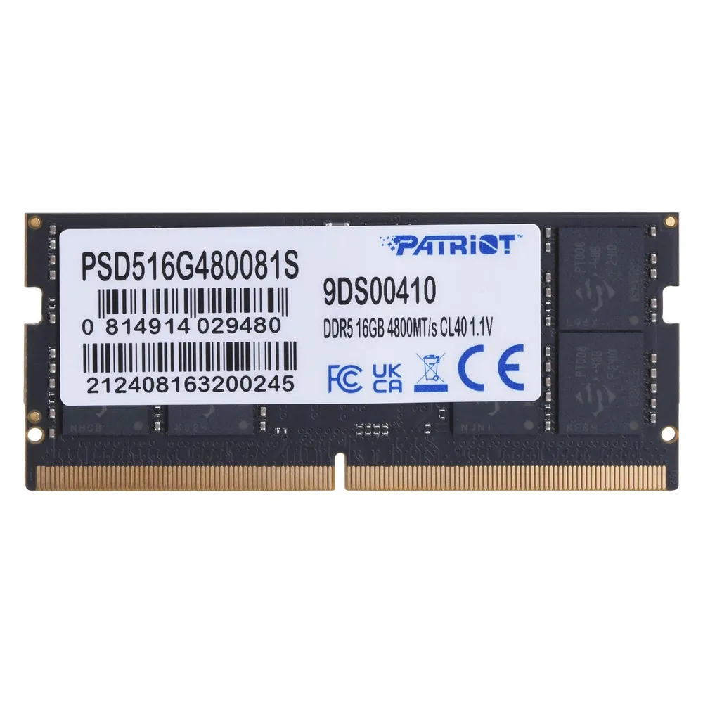 Arbeitsspeicher RAM Patriot Signature Line PSD516G480081S 16GB 1x16GB DDR5 4800MHz CL40 ECC On-Die SO-DIMM