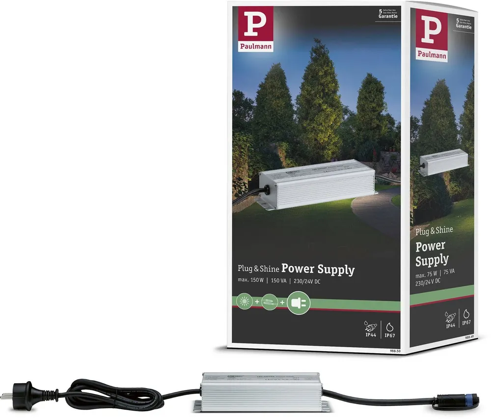 Paulmann Outdoor Plug & Shine Power Supply Silber Alu Trafo (IP67 150W 24V DC)