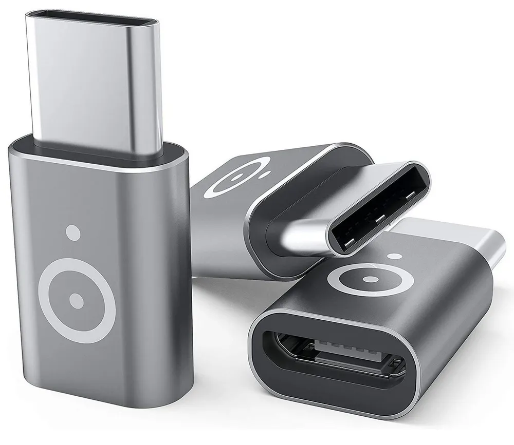Pazzimo 3x Adapter micro-USB auf USB-C Konverter Smartphone-Kabel, USB-C, Micro-USB, Aluminium, für Handy, Smartphone, Tablet, Notebook, PC, Kabel etc.