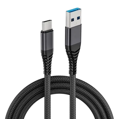 PcCom Essential USB-C auf USB-A Kabel 1m Mesh Schwarz