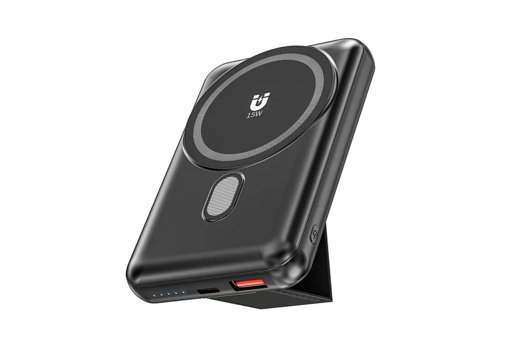 Pdgrid 10000mAh 15W Magnetische Ladegerät dünn & leicht Tragbares Powerbank 10000 mAh (2 V), Schnellladung, mit Halterung, Typ-C + USB-C-Dualschnittstelle