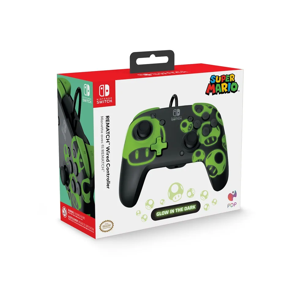 PDP Controller Rematch Wired 1Up Glow in the Dark (Kabelgebunden - Switch)