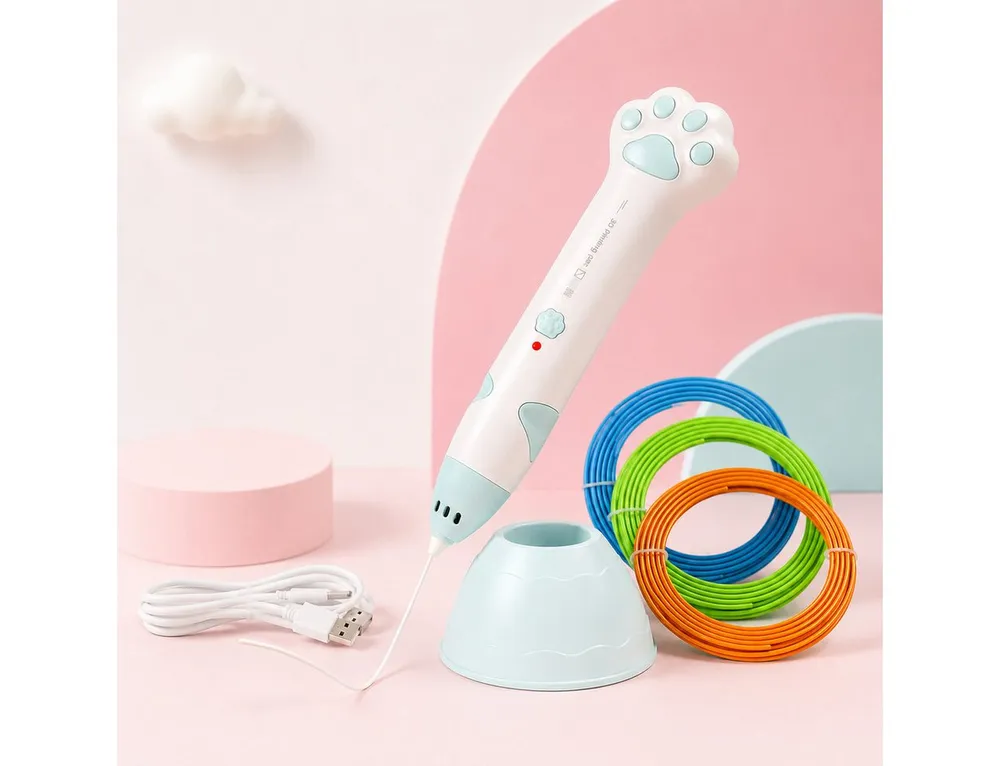 pedete 3D-Drucker 3D-Drucker-Stift 3D-Druckstift mit Sockel Keramik-Düse160-235°C, 3 von PLA-Filament, Kindergeschenk Diy Set 3D Stifte für Kinder