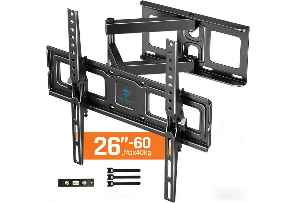 PERLESMITH TV-Wandhalterung TV-Halterung, schwenkbare/neigbare Wandhalterung für 26 - 60Zoll, (bis 60 Zoll, Maximale Tragfähigkeit 40 kg)