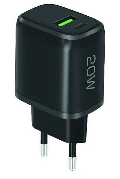 USB Typ-C/USB-A Schnell-Reiselader SPEED TWO 20 Watt Black