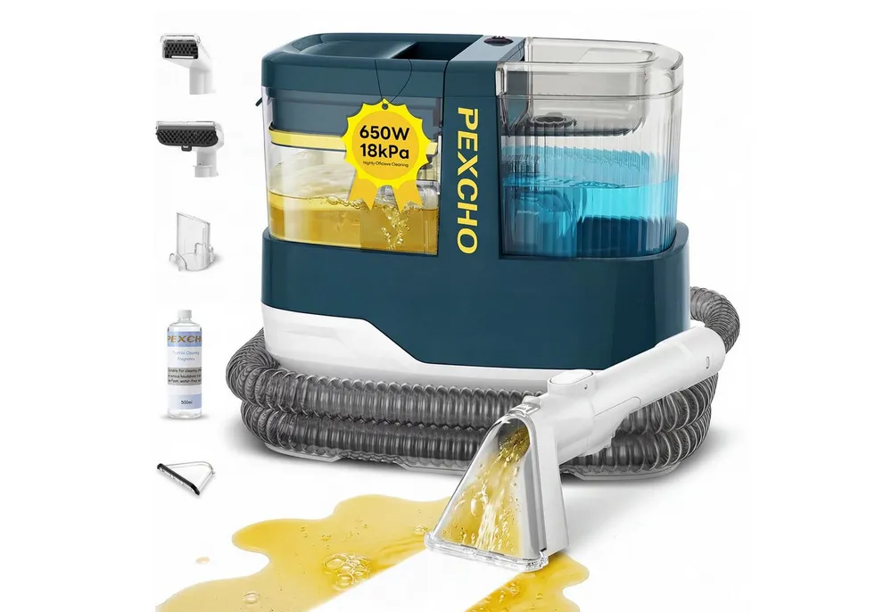 PEXCHO Teppichreinigungsgerät C688D Waschsauger Teppichreiniger, Nasssauger Polsterreiniger, 600 W, mit Beutel, inkl.Reinigungsmittel, Sofa, Vorleger, Auto