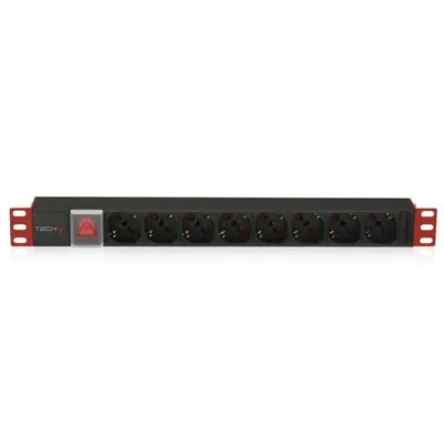 Steckdosenleiste Phasak STRIP-81V 8 Steckplätze mit Schalter und 2 m Kabel schwarz rot
