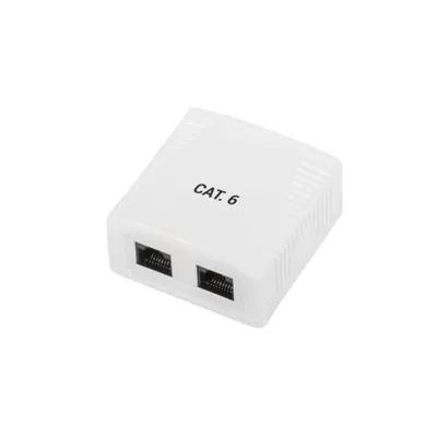 Oberflächenmontage-Dose RJ45 Phasak UTP Cat.6 doppelter Eingang unten weiß