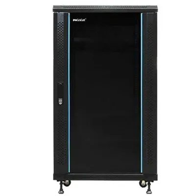 Rackschrank Phasak PHO 6832 32U 600x800 Glas Tür Regalleisten Lüfter Rollen