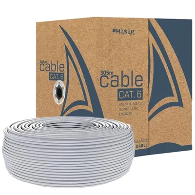 Phasak Cat. 6 UTP-Kabelspule CCA Solid AWG23 100m
