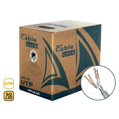 Netzwerkkabel Phasak PHR 6302 UTP Cat6 Solid CCA AWG23 305m Grau
