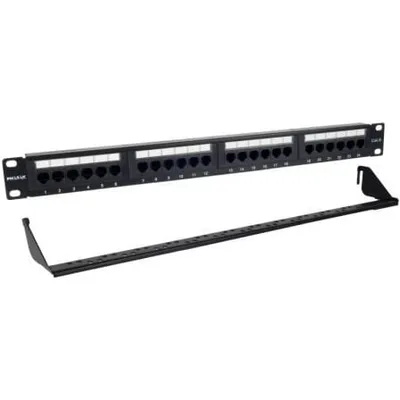 Patchpanel Phasak PU 2424 24P Cat.6 UTP 1U Dual Rack Organizer 19″ Aluminium Schwarz