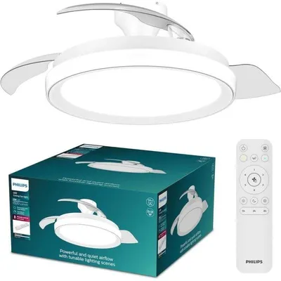 Deckenventilator mit Licht Philips Bliss 106cm LED 4500lm 6 Stufen Einklappbare Flügel Fernbedienung