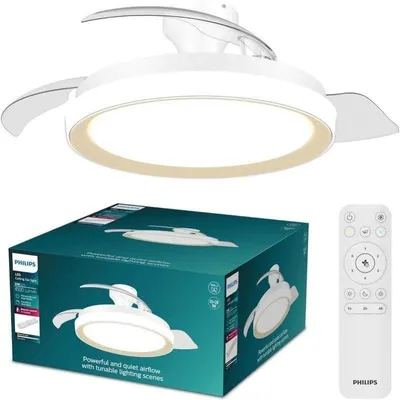 Deckenventilator mit Licht Philips Bliss 106cm LED 6 Stufen Einklappbare Flügel Fernbedienung