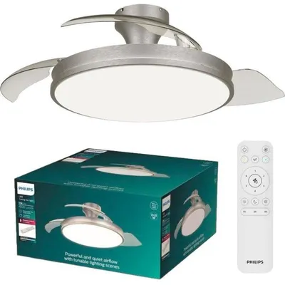 Deckenventilator mit Licht Philips Atlas 35W 106cm 6 Stufen Einklappbare Flügel Fernbedienung