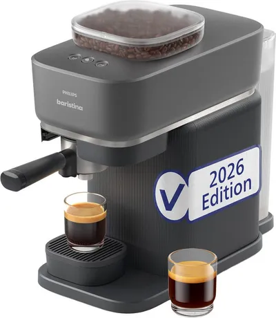PHILIPS baristina Espressomaschine BAR305/60 mit Mahlwerk für ganze Bohnen, 16 bar Pumpendruck, Schwarzgrau