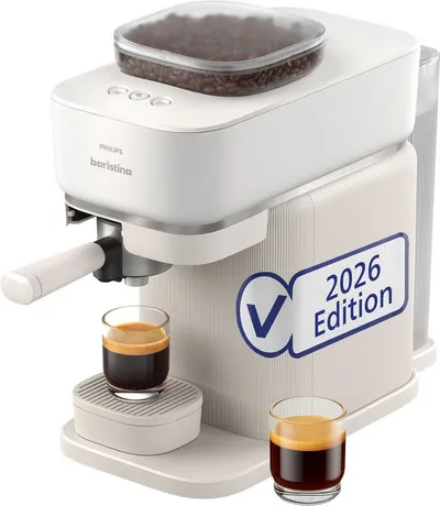 PHILIPS baristina Espressomaschine BAR305/00 mit Mahlwerk für ganze Bohnen, 16 bar Pumpendruck, Naturweiß