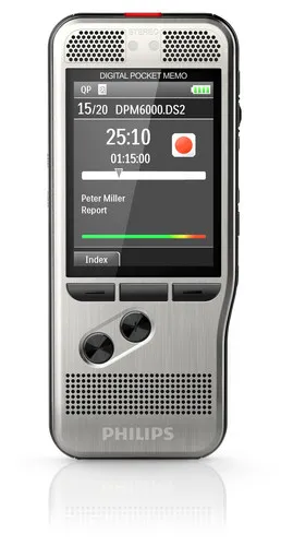 Dictiergerät Philips DPM6000 8 GB zwei Stereomikrofone Stahlgehäuse Silber
