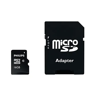 microSD Speicherkarte Philips FM16MP45B/10 16GB Class 10 Schwarz Adapter
