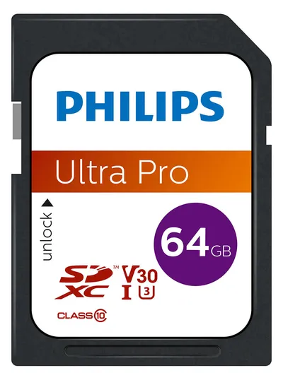 Speicherkarte Philips FM64SD65B 64GB SDXC UHS-I U3 V30 Schwarz