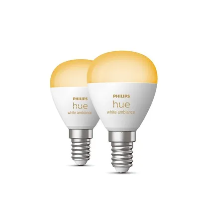 Intelligente Glühbirne Philips Hue White Ambiance E14 P45 Pack mit 2
