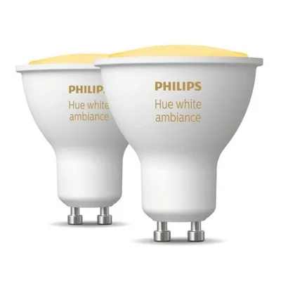 Philips Hue White Ambiance, 2er-Pack intelligente LED-Lampen GU10, 4,3 W, warmes bis kaltes weißes Licht