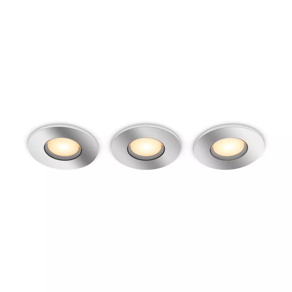 Philips Hue Adore Badezimmer-Einbaustrahler White Ambiance Rund - Chrom 3er-Pack + Dimmer