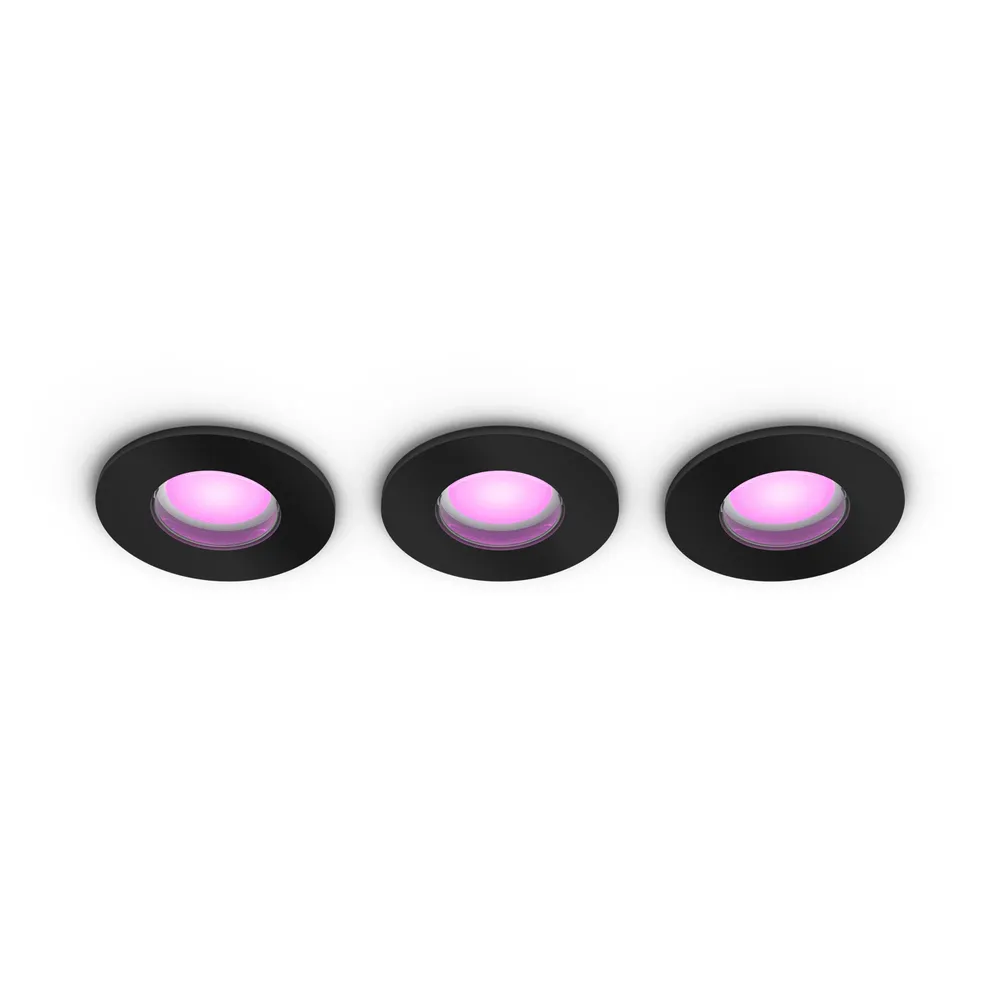 Philips Hue Xamento Badezimmer Einbaustrahler White & Color - Schwarz - Rund 3er-Pack