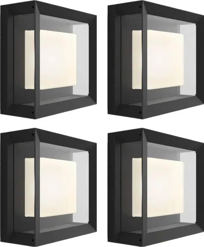 Philips Hue Econic Wandleuchte White & Color Schwarz modern 4er-Pack