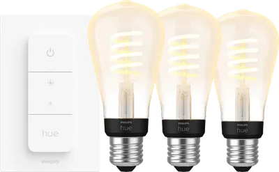 Philips Hue Filament White Ambiance Edison 3er-Pack + Dimmer