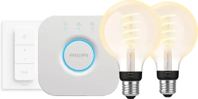 Philips Hue Filament White Ambiance Globe Doppelpack Starterpaket